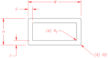 Square/Rectangular Tube cross-section diagram